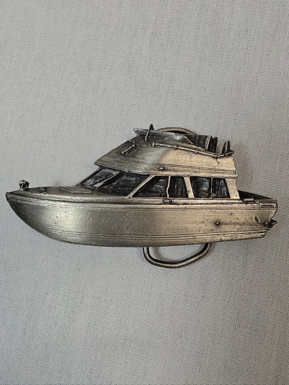 Vintage Bergamot Brass Works Pewter Yacht Belt Buckle Made in USA 1979